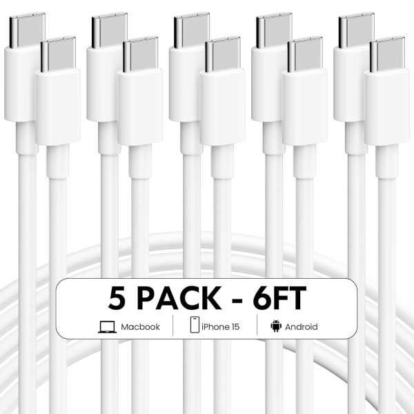 MUXA USB C to USB C Cable 5Pack 6FT (60W/3.1A)