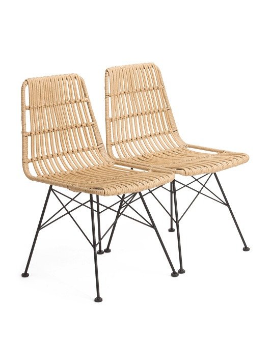 Set Of 2 Indoor Outdoor Natural Chairs