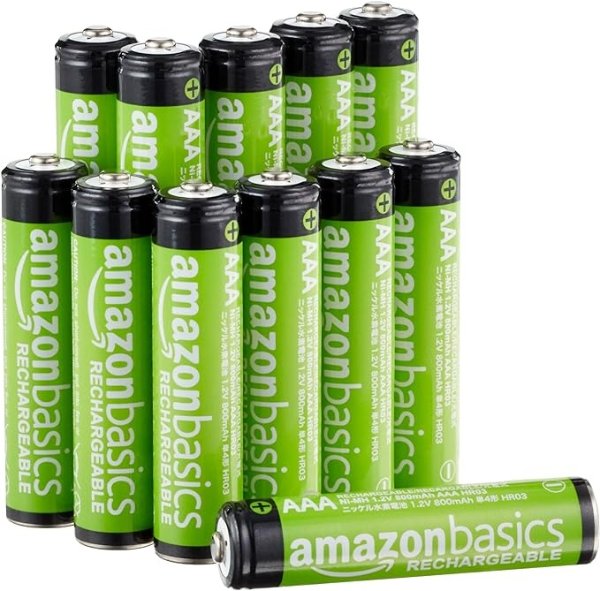 12-Pack AAA Rechargeable Batteries, 800 mAh, Pre-charged