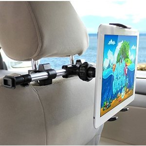 iKross Car Headrest Mount Holder with 360 Degrees Rotation for 7-10.2-Inch Tablets - Black