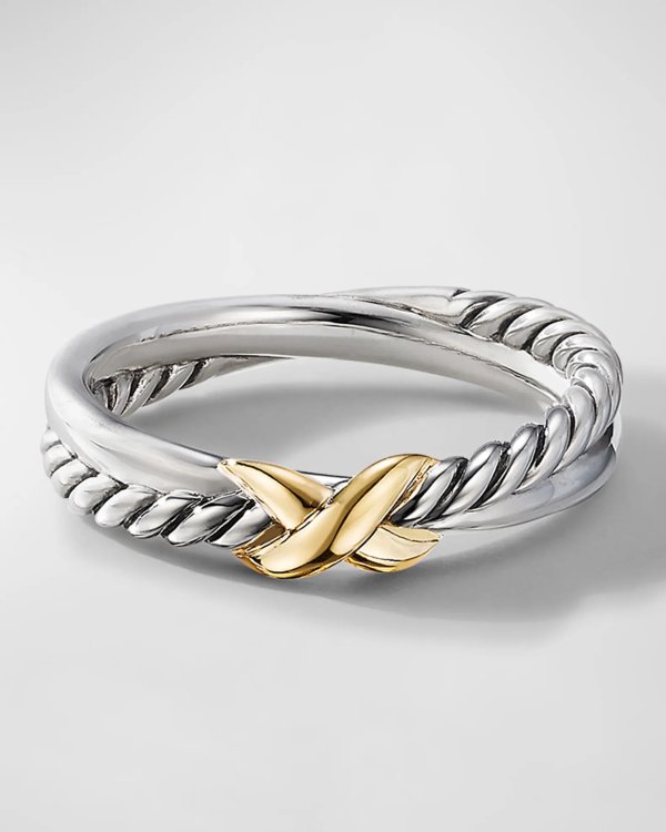 Petite X Ring in Silver with 18K Gold, 4mm