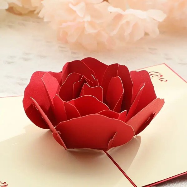 1pc Rose Flower Pop Up Card Handmade 3d Greeting Card With Envelope For Anniversary Wedding Mother's Day Valentine's Day Birthday Card For Wife Mom Size 15 10cm 5 9 3 9 Inch | Today's Best Daily Deals | Temu