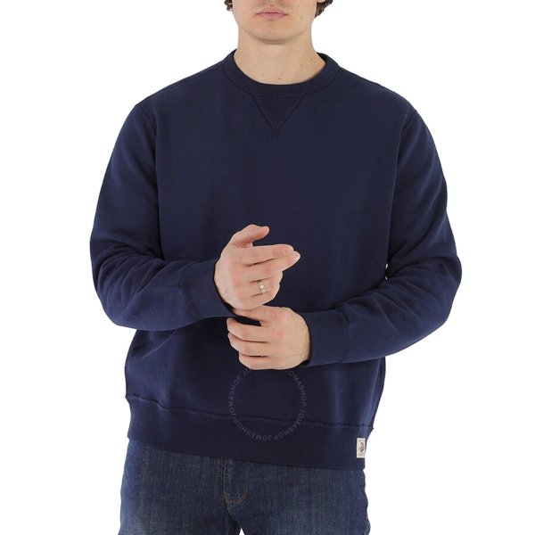 Men's Navy Vintage Plain Felpe Long Sleeve Sweatshirt