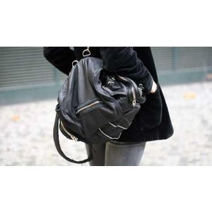 Alexander Wang Marti Mini Zip-Trimmed Leather Backpack, Typhoon @ Neiman Marcus