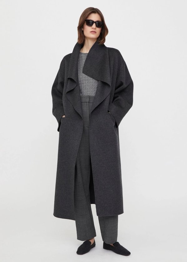 Signature wool cashmere coat dark grey melange