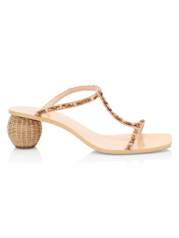 - Clio Bauble-Heel Embellished T-Strap Mules