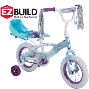 Disney Frozen 12" Girls' EZ Build Bike with Sleigh Doll Carrier, by Huffy