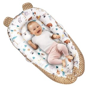 MILYFER 纯棉便携式婴儿床，大小可调节 保护宝宝脊柱发育