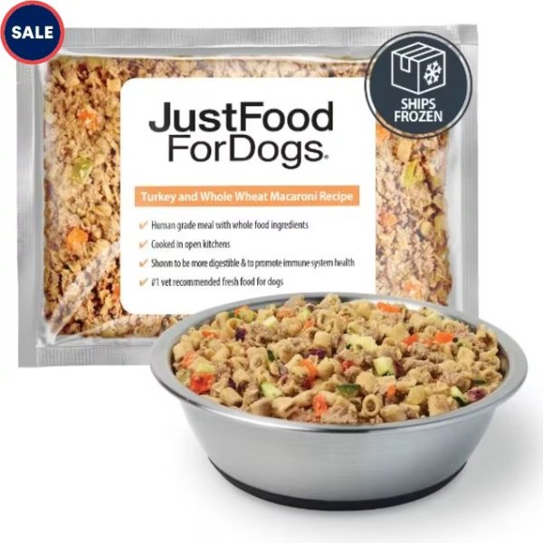 JustFoodForDogs Daily Diets Turkey & Whole Wheat Macaroni Frozen Dog Food, 72 oz., Case of 7
