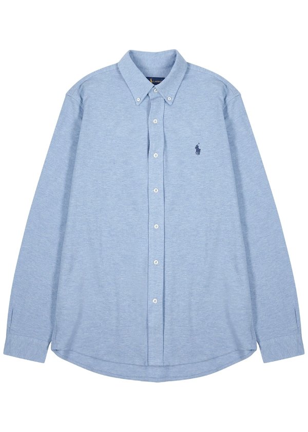 Blue melange cotton-jersey shirt