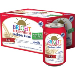 Bright Beginnings Soy Pediatric Nutritional Drink, Vanilla, 8oz Cans 6-Count, (Pack of 4)