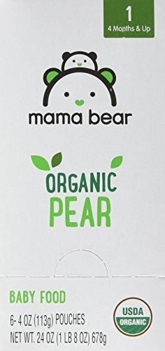 Amazon Brand - Mama Bear Organic Baby Food, Stage 1, Pear, 4 Ounce Pouch (Pack of 12)