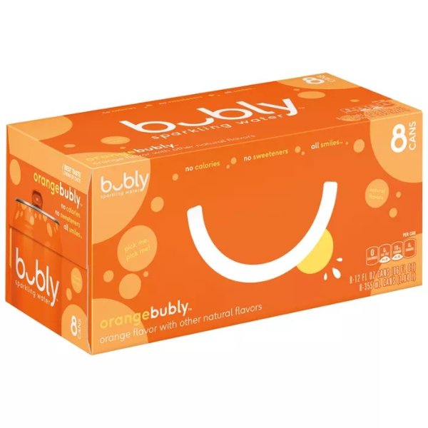 bubly Orange Sparkling Water - 8pk/12 fl oz Cans