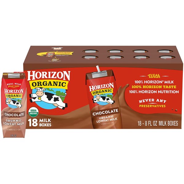 Horizon Organic 巧克力口味低脂牛奶8oz 18盒