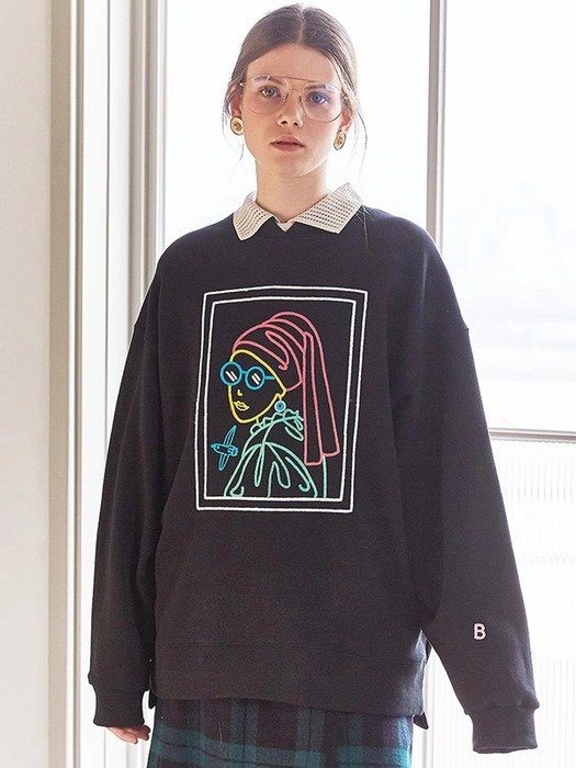 Jenny Embroidery Sweat Shirt Black