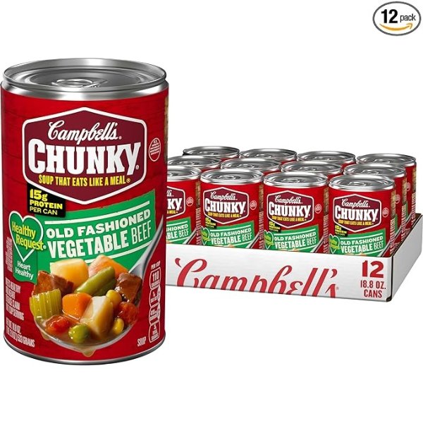 Campbell’s Chunky Healthy Request Soup, Old Fashioned Vegetable Beef Soup, 18.8 Oz Can (Case of 12)