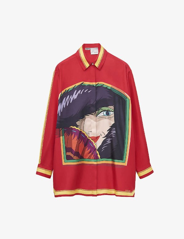 x Howl’s Moving Castle Witch of the Waste graphic-print silk shirt