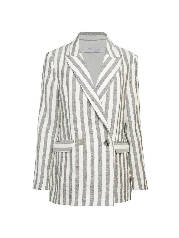Striped Double-Breasted Linen Jacket