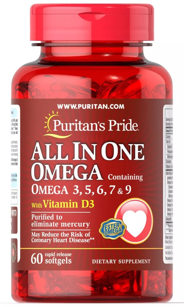 All in One Omega with Vitamin D3 60 Softgels | Puritan's Pride