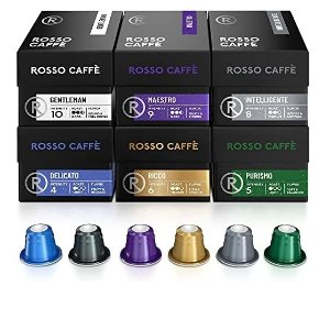 Rosso Coffee Capsules for Nespresso Original Machine - 60 Gourmet Espresso Pods