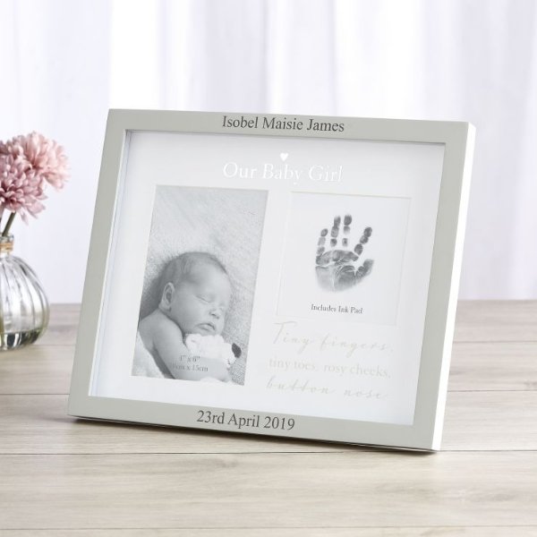 Personalized 'Our Baby Girl' Picture and Ink Print Frame