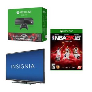 Microsoft Xbox One Gears of War终极游戏套装 + NBA 2K16游戏 + Insignia 40" LED 1080p全高清电视
