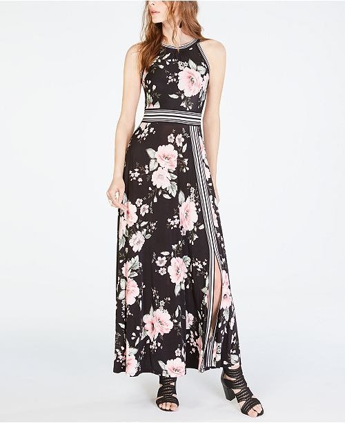 I.N.C. Printed Halter-Neck Maxi Dress, Created for Macy's
