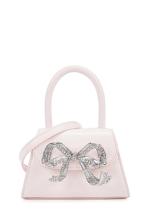 The Bow Bag Micro pink leather top handle bag