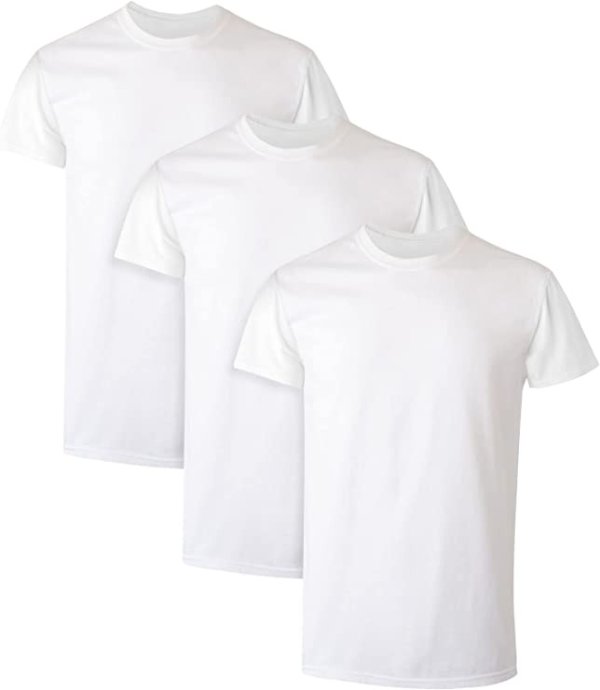 Men's Cotton, Moisture-Wicking Crew Tee Undershirts, 3-Pack