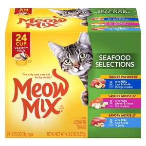 Meow Mix 喵星人湿猫粮 海鲜风味 2.75 盎司 24盒