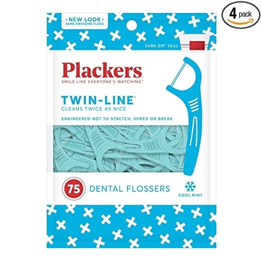Twin-Line Dental Floss Picks, 75 count (Pack of 4)