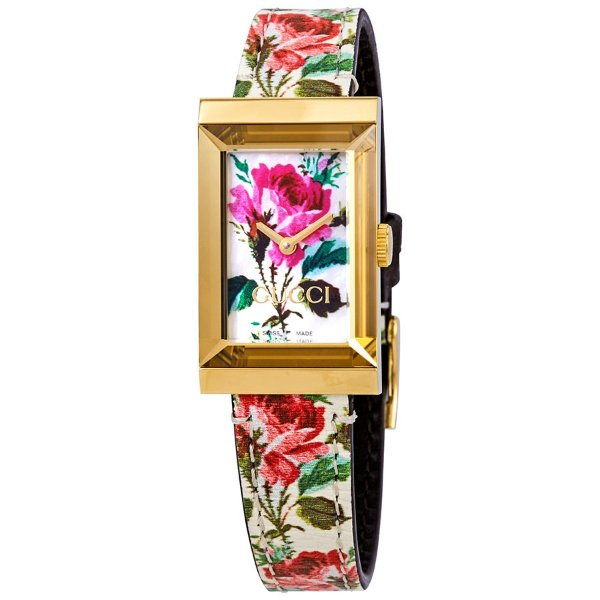 G-Frame Ivory with Floral Motif Dial Ladies Watch YA147406