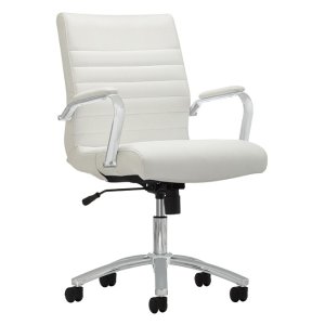 Realspace® Modern Comfort Series Winsley Mid-Back Bonded Leather Chair, White
