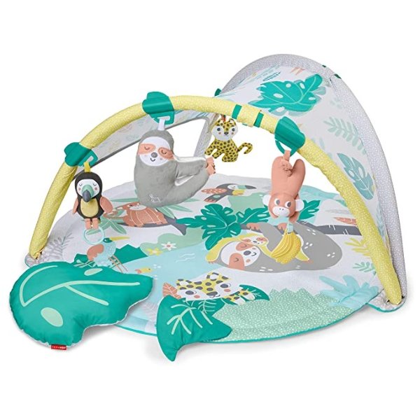 Tropical Paradise Baby Play Mat and Infant Activity Gym with Portable Sloth Soother