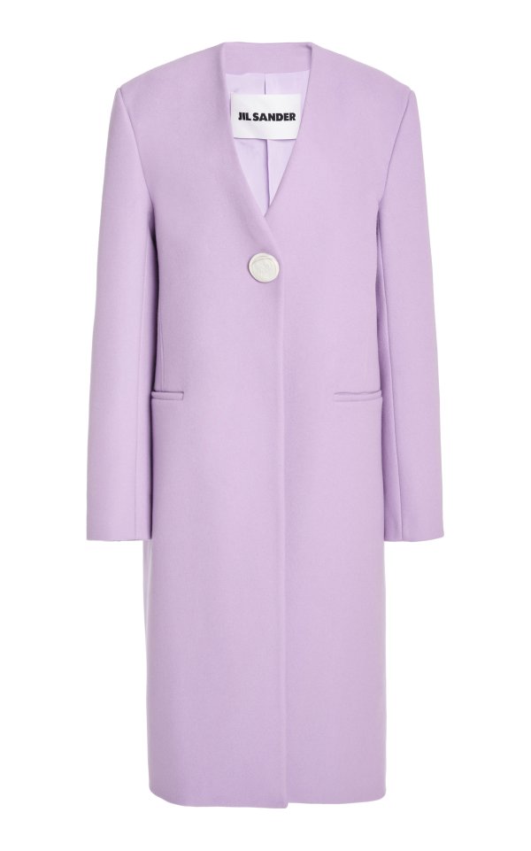 Single-Breasted Cashmere-Blend Collarless Coat