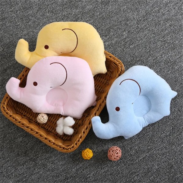 Cute Cartoon Elephant Shaped Newborn Baby Pillow Soft Velvet Fabric Baby Pillows for Sleeping