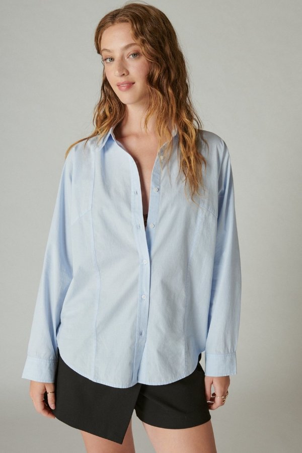 solid oversized seamed shirt