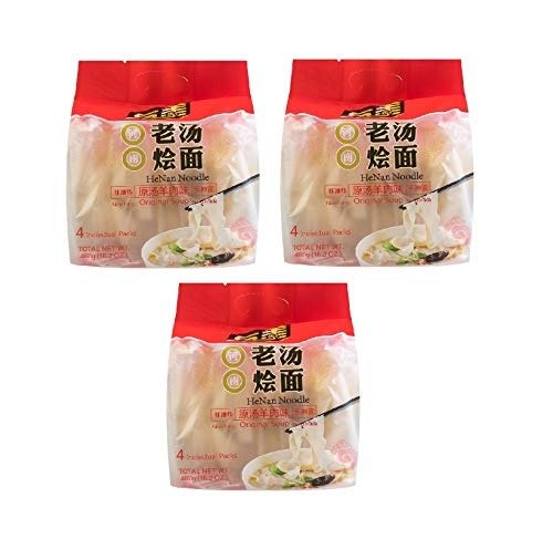 Oriental Style Non-Fried Instant Flat Noodles, Lamb Soup Flavor (Pack of 12)