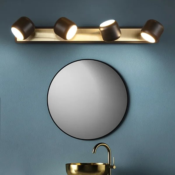 Black LED Adjustable Gold Bath Vanity Light 4-Light Indoor Wall Light-Homary