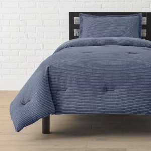 StyleWell 2-Piece Midnight Blue Stripe Jersey Knit Twin/Twin XL Comforter Set
