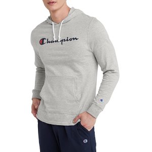 Champion Hooded Long-Sleeve Tee, Cotton Men's T-Shirt Hoodie, Script Logo