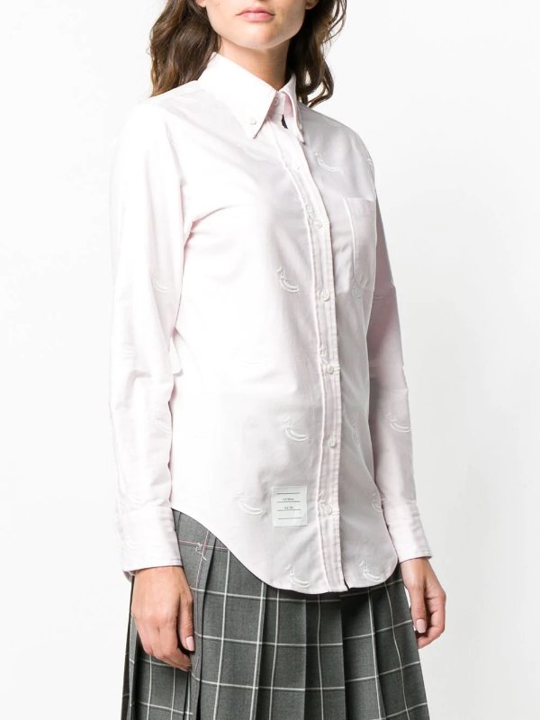 Pink Duck Embroidery Point Collar Shirt