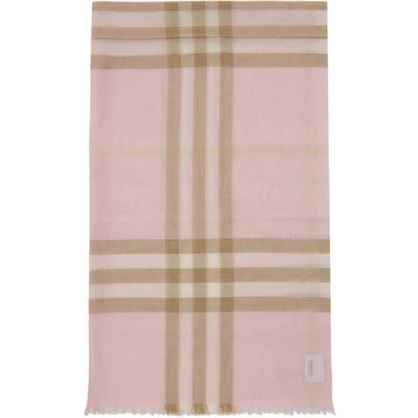 Pink Gauze Giant Check Scarf