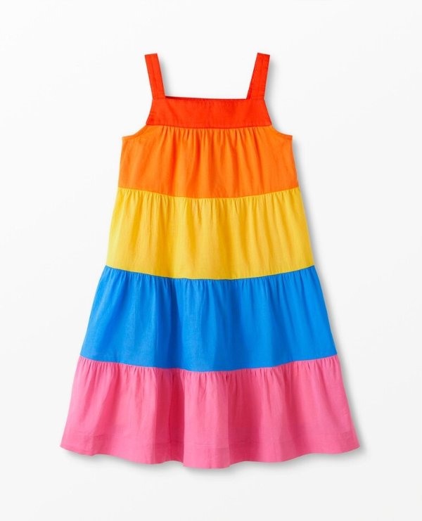 Colorblock Rainbow Tiered Dress