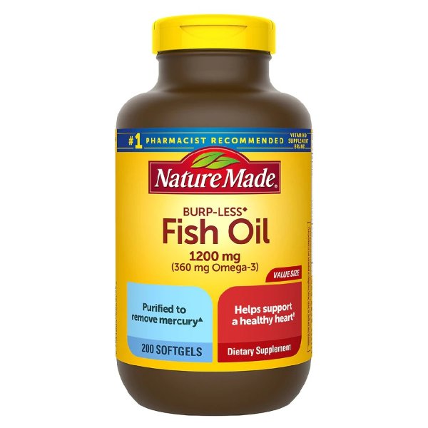Burp-Less Fish Oil 1200 mg, For Heart Health
