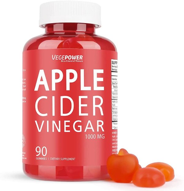 VEGEPOWER Apple Cider Vinegar Gummies with The Mother-Highest Potency 1000 Mg