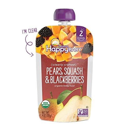 Organic Clearly Crafted Stage 2 Baby Food, Pears, Squash and Blackberries, 4 Ounce Pouch (Pack of 8)