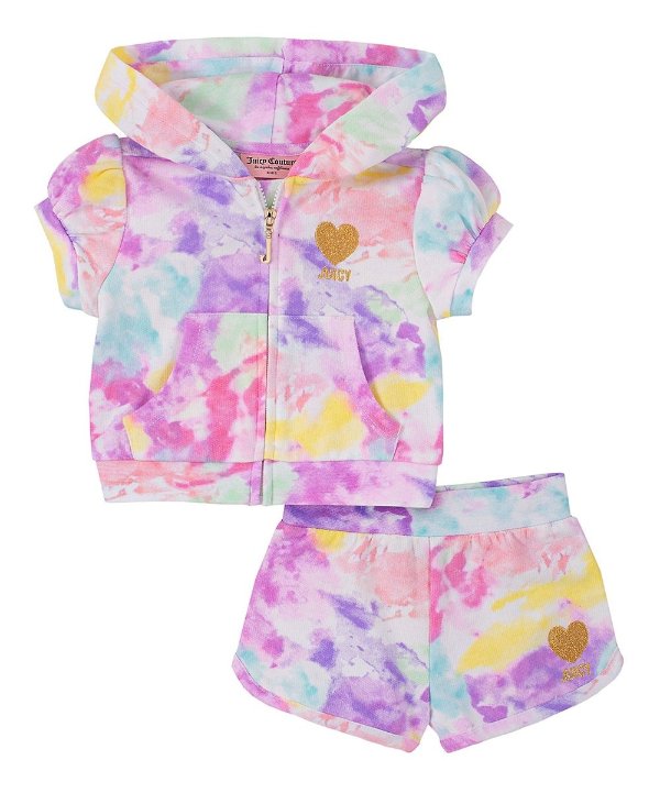 Pink Tie-Dye Zip Hoodie & Shorts - Toddler & Girls