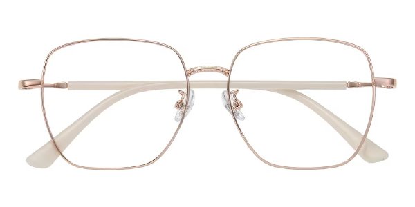 Square Rose Gold/White Eyeglasses
