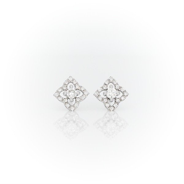 Petite Diamond Floral Stud Earrings in 14k White Gold (1/4 ct. tw.) | Blue Nile